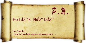 Polák Máté névjegykártya