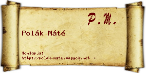 Polák Máté névjegykártya